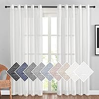 Vista 274 de NICETOWN Cortinas semitraslúcidas con textura de lino, con ojales, tratamiento de ventanas, cortinas verticales de lino con filtro de luz para sala