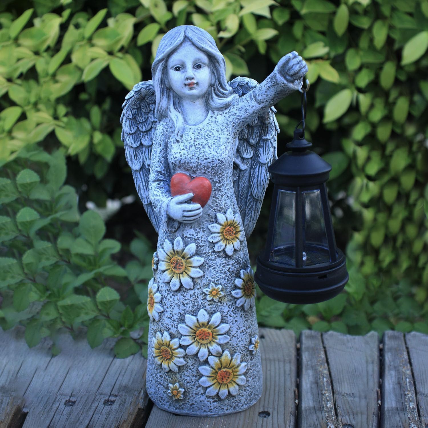 Solar Garden Angel Statues,Outdoor Angel Figurines Lights Waterproof Statue Decor Lanterns for Yard Patio Porch Decoration Gift for Mom Grandma (Minimalist)