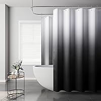 Vista 35 de Cortina de ducha de 78 pulgadas de largo, tela texturizada, cortinas de baño marrones, cortinas de poliéster degradado para baño, cortina de ducha