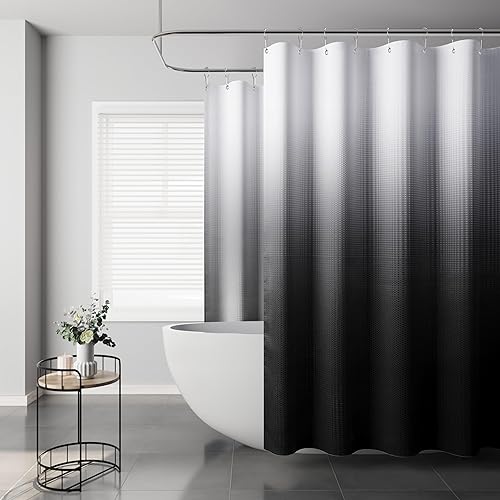 Miniatura 35 de Cortina de ducha de 78 pulgadas de largo, tela texturizada, cortinas de baño marrones, cortinas de poliéster degradado para baño, cortina de ducha