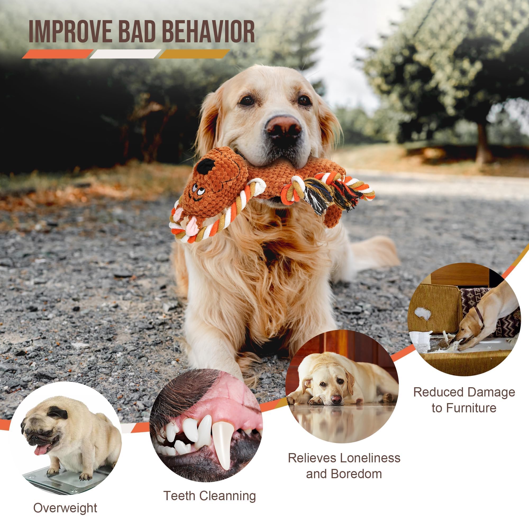 Giocattolo Per Cani Con Squeak E Carta Crepata | Peluche Resistente | Per Tiro Alla Fune E Masticazione - Foto 2