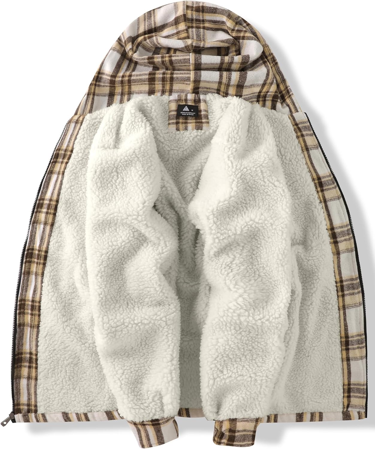 ZITY Men's Flannel Hooded Jacket Fleece Sherpa Lined Plaid Shirts Jackets Zip Up Sweatshirt Hoodies for Men with 4 Pockets - Image 3