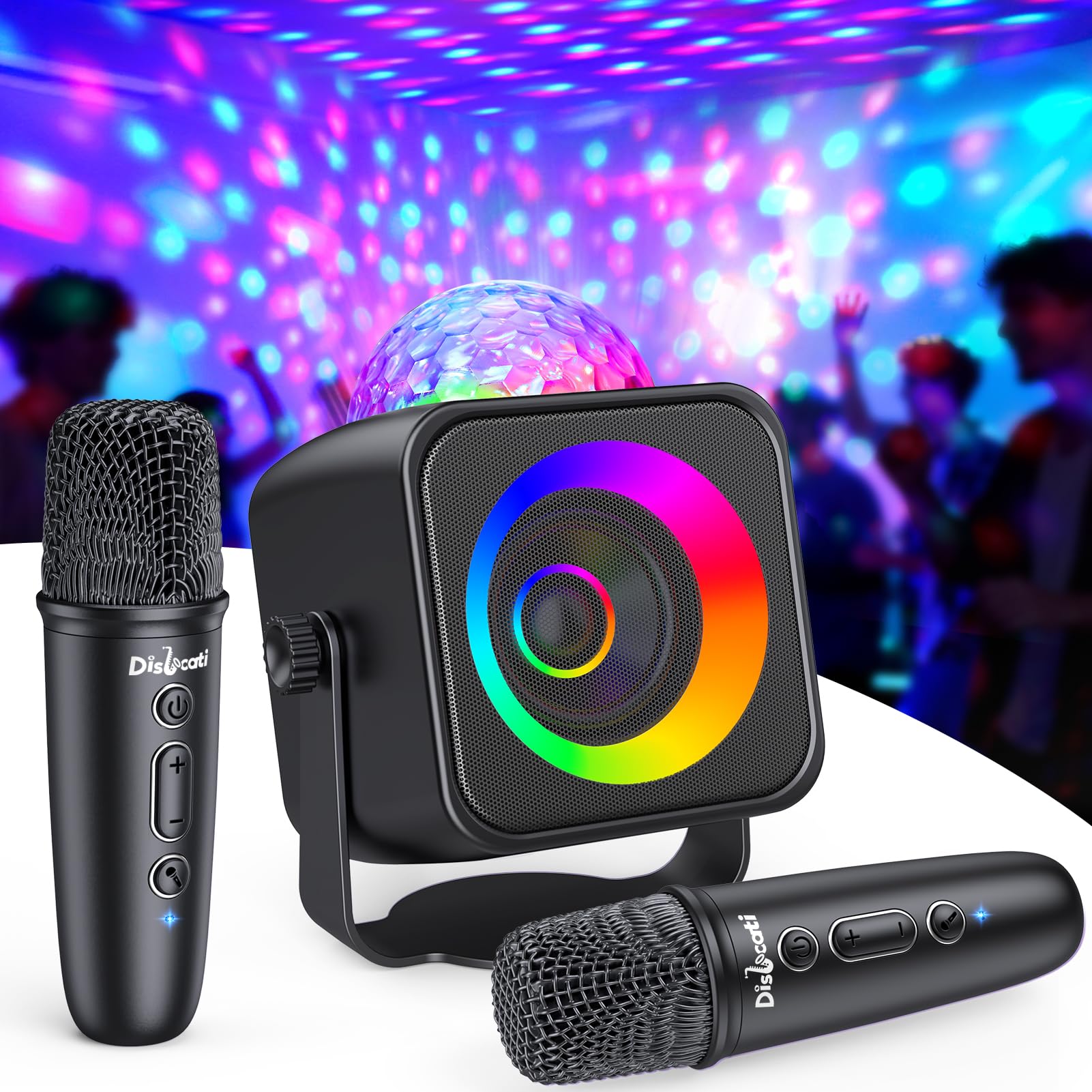 Dislocati Kids Toys Gifts for 3-15 Year Old Boys, Karaoke Machine 2 Microphones with Adjustable Phone Holder Teenage Boy Birthday Gifts Bluetooth Microphone for Kids Ideal for Party & Gatherings