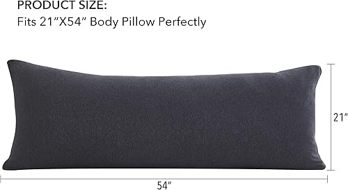 Miniatura 6 de Oubonun Funda de almohada corporal 100% algodón jersey con cremallera, funda de almohada extraíble suave de lujo, larga y esponjosa, de punto (gris
