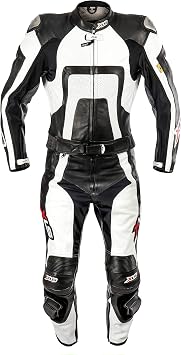 XLS Leather Suit Two-Piece Motorcycle Suit Black White 2-Piece (50)