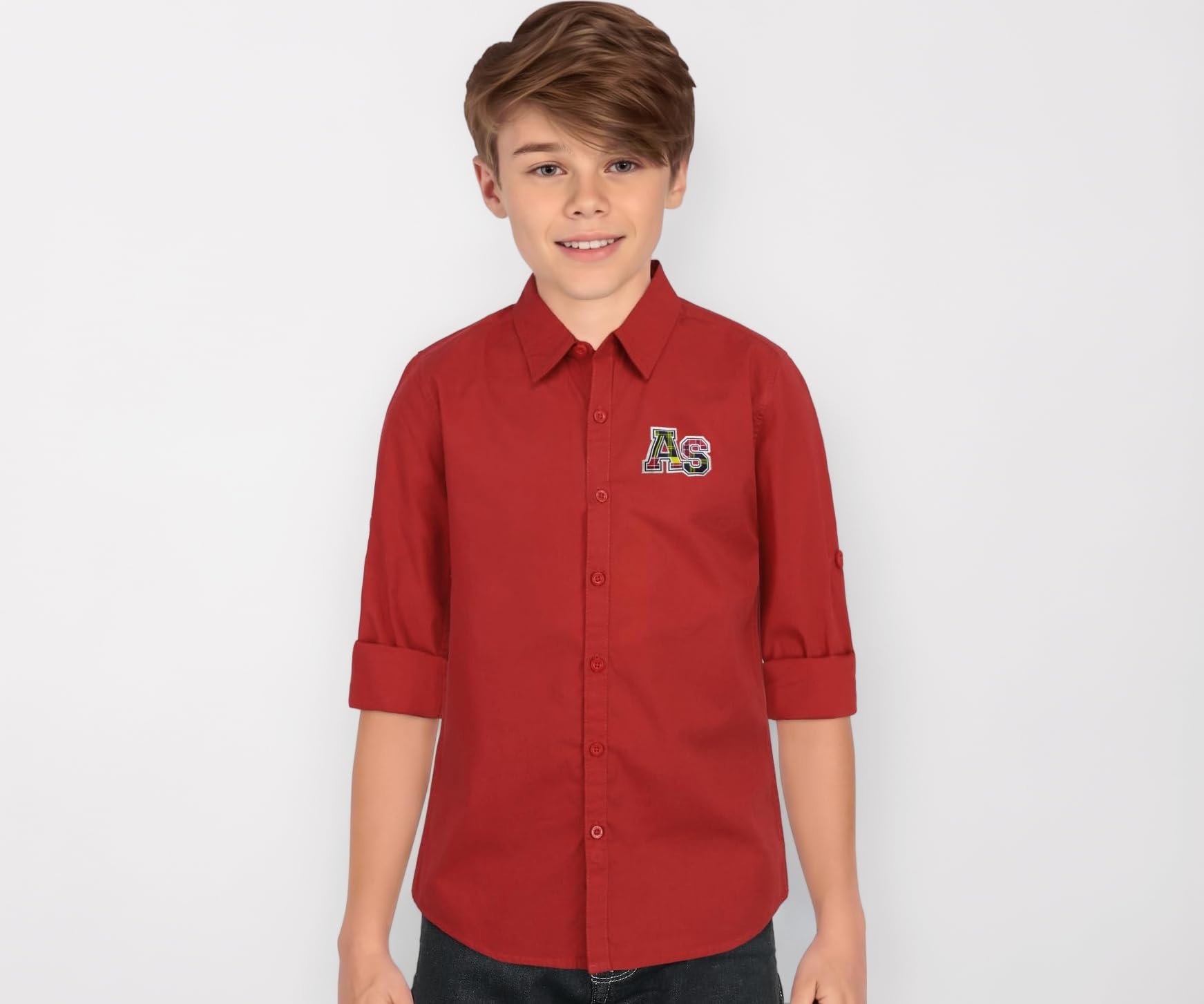 Allen Solly Boysโ Solid Shirt with Badge | Comfortable Fit, Soft Fabric, Ideal for Casual & Occasional Wear