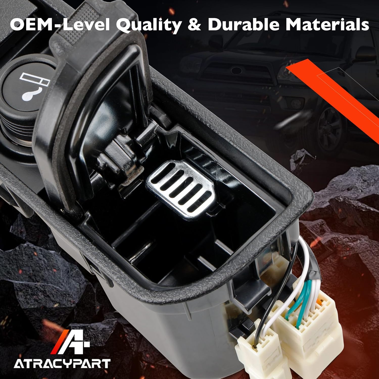 74110-35010-B0 Ashtray & Cigarette Lighter Smoker Kit Center Console Adapter Compatible with Toyota 4Runner 2003-2009, Replace# 7411035010B0, Black