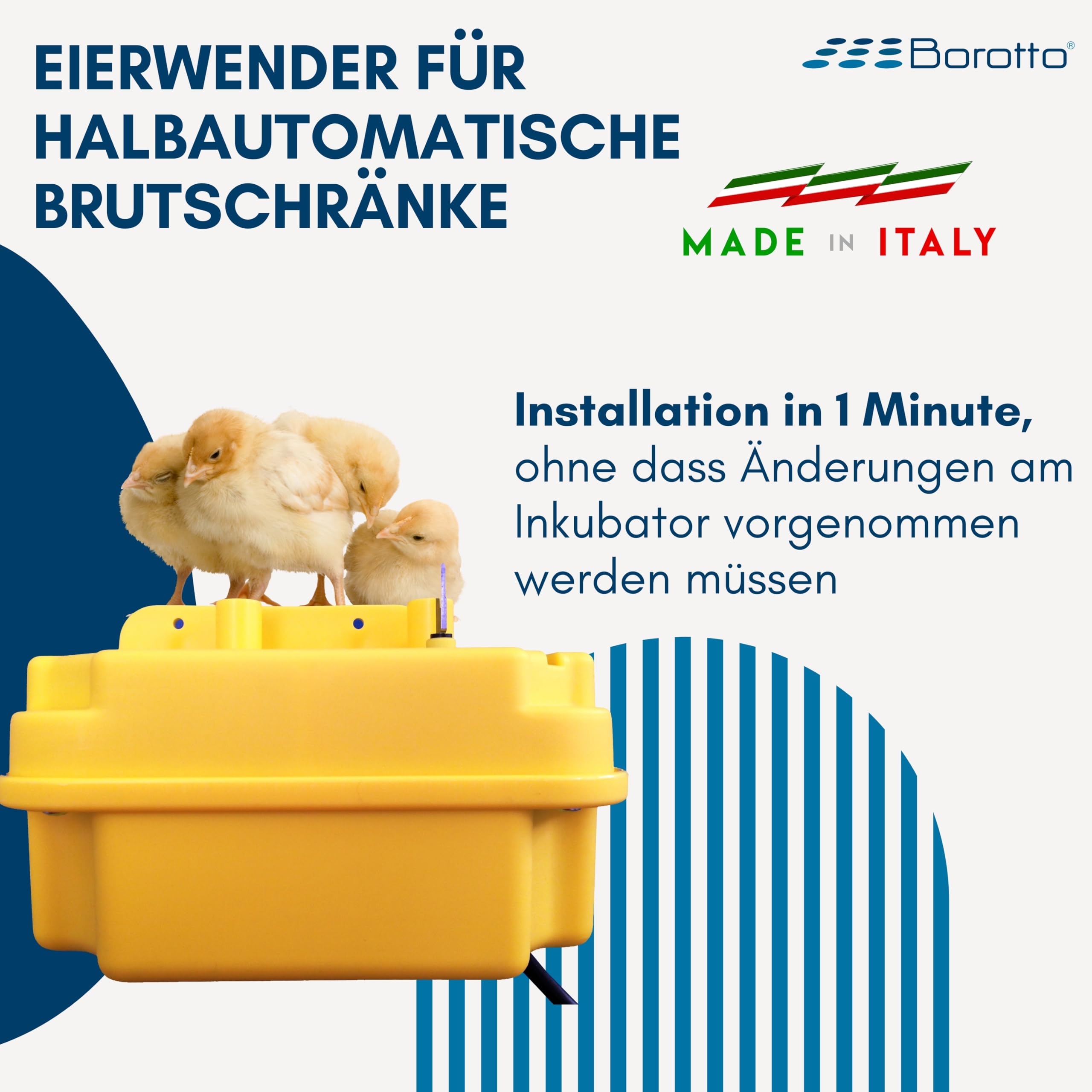 Borotto Eier Wender Real | Patentiertes Gerät für Automatische Inklination der Eiern, Kompatibel mit Borotto Real Inkubator, Schnelle und Einfache Installation | Hergestellt in Italien