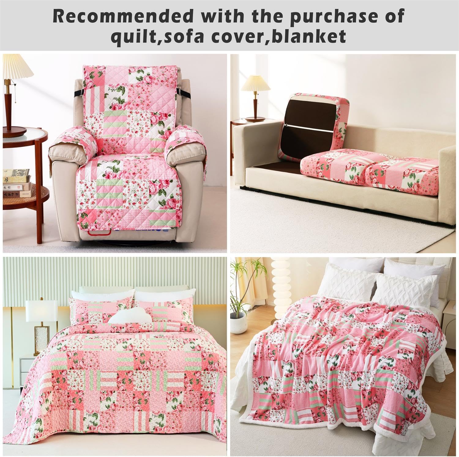 Cmfshape Pink Rose King Size Comforter Set 3 Pieces,Flower Printed Bedding Bed in A Bag,Soft Microfiber Comforter with PillowShams for All Season,102x90