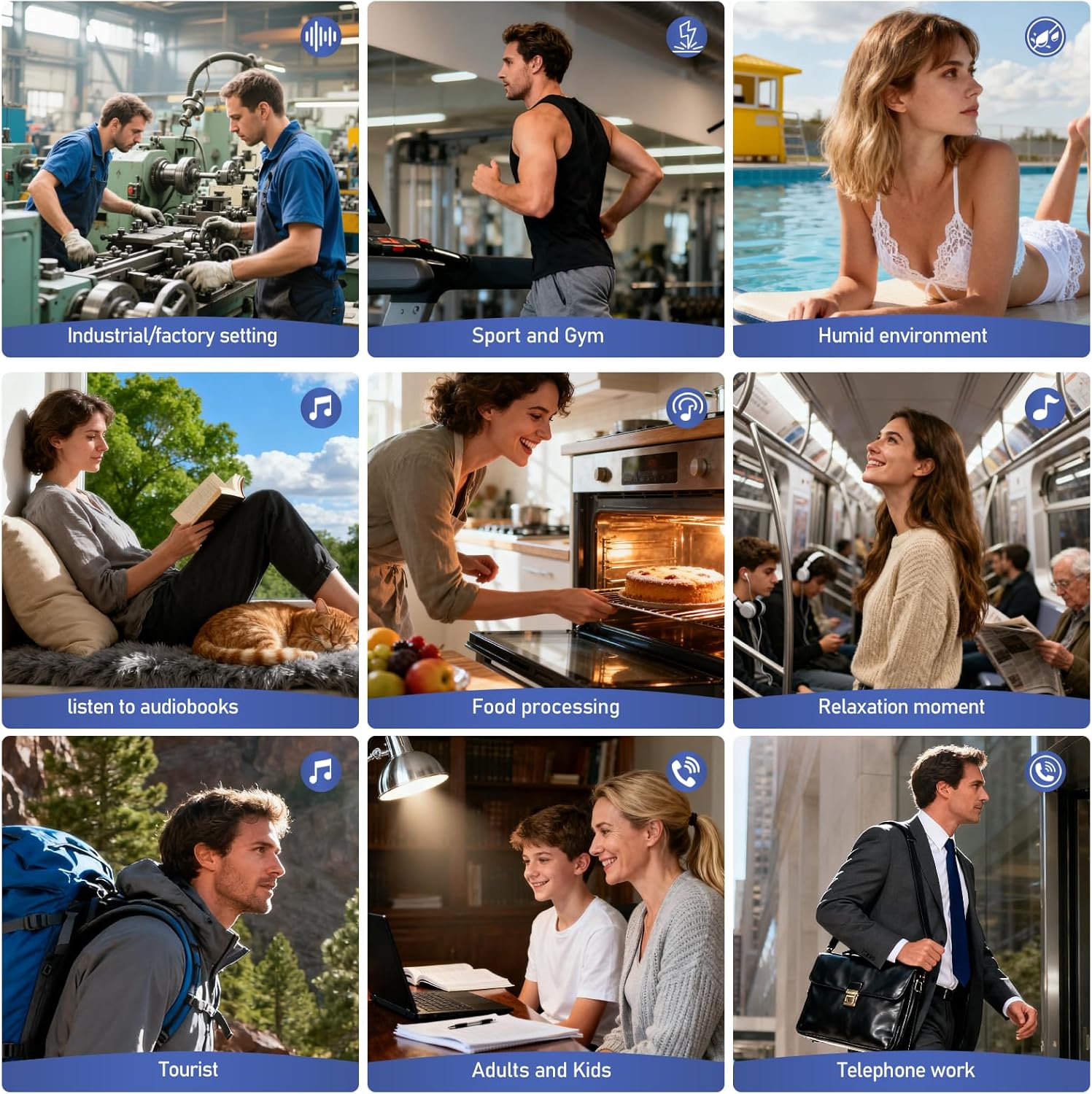 Neckband Earbuds Bluetooth with Stereo Sound,Headphones Wireless with 60 Hours Playtime,Wireless Headphones,Ear Buds Wireless Bluetooth Earbuds (3pack Blue) - Image 6