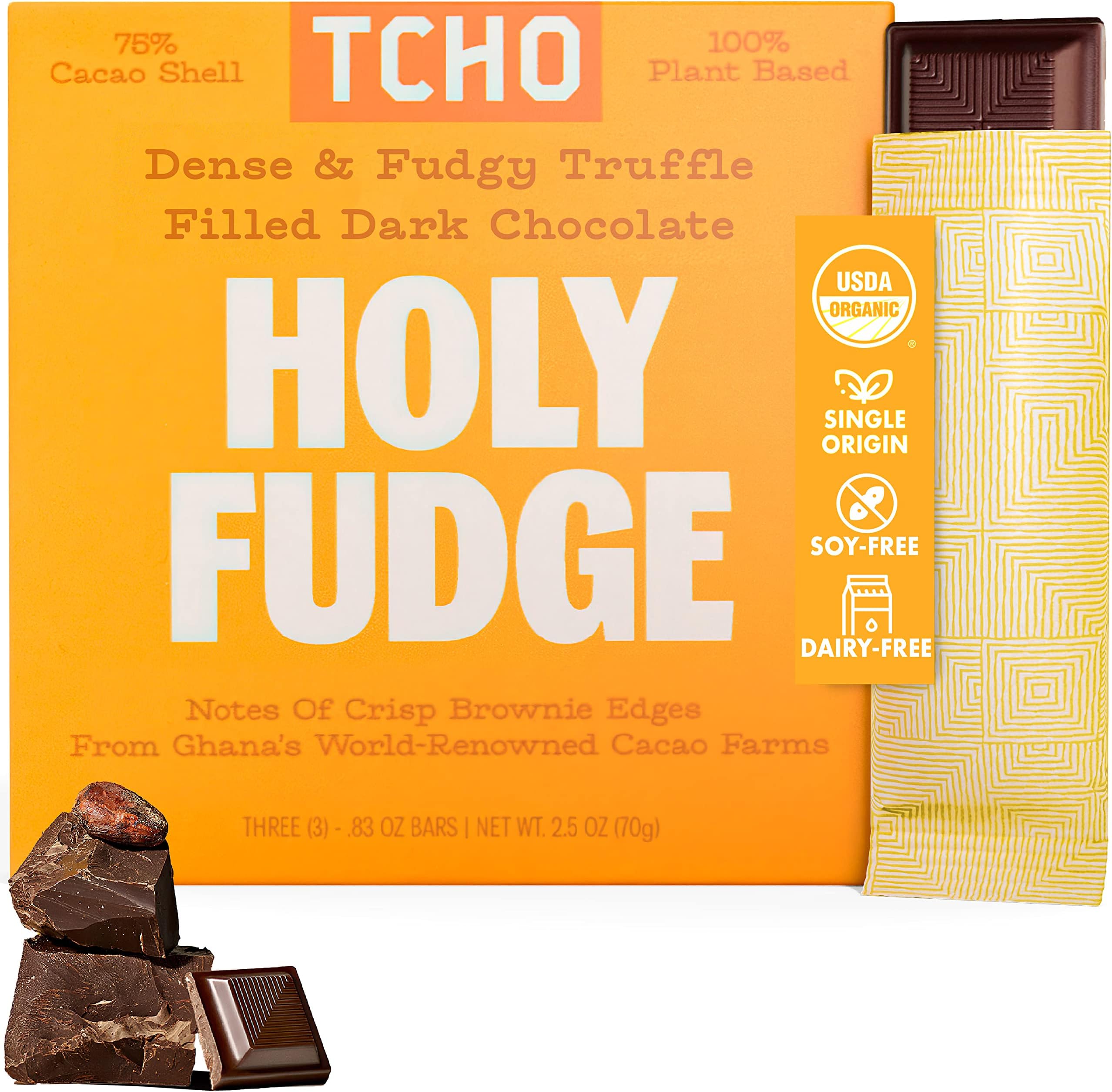 Tcho, Organic Holy Fudge Filled Dark Chocolate, 2.47 Ounce