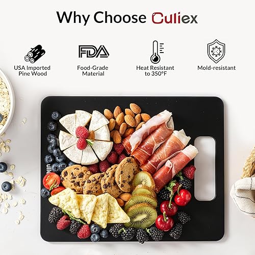 Miniatura 3 de Tabla de cortar para cocina Juego de 2, tabla de cortar compuesta de fibra de madera, apta para lavavajillas, tabla de cortar antideslizante y no