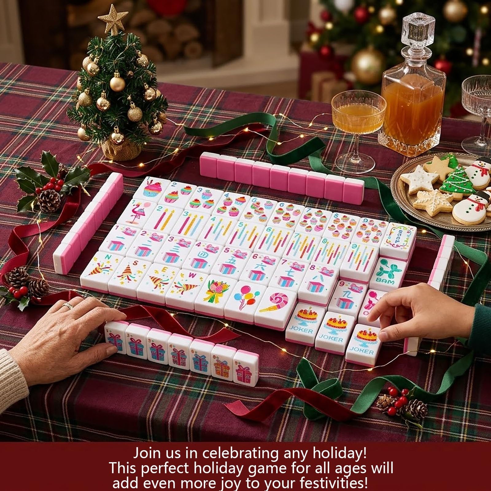 Różowy zestaw Mahjong Party American Mahjong | Płytki na świece babeczkowe, 160 podwójnych róż, 1,2 cala na wieczór panieński