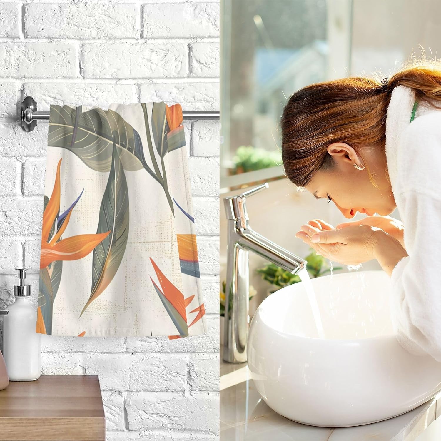 Bath Towel Bird of Paradise Cotton 2-Piece Body Towels Set for Shower Quick Drying Towel Set