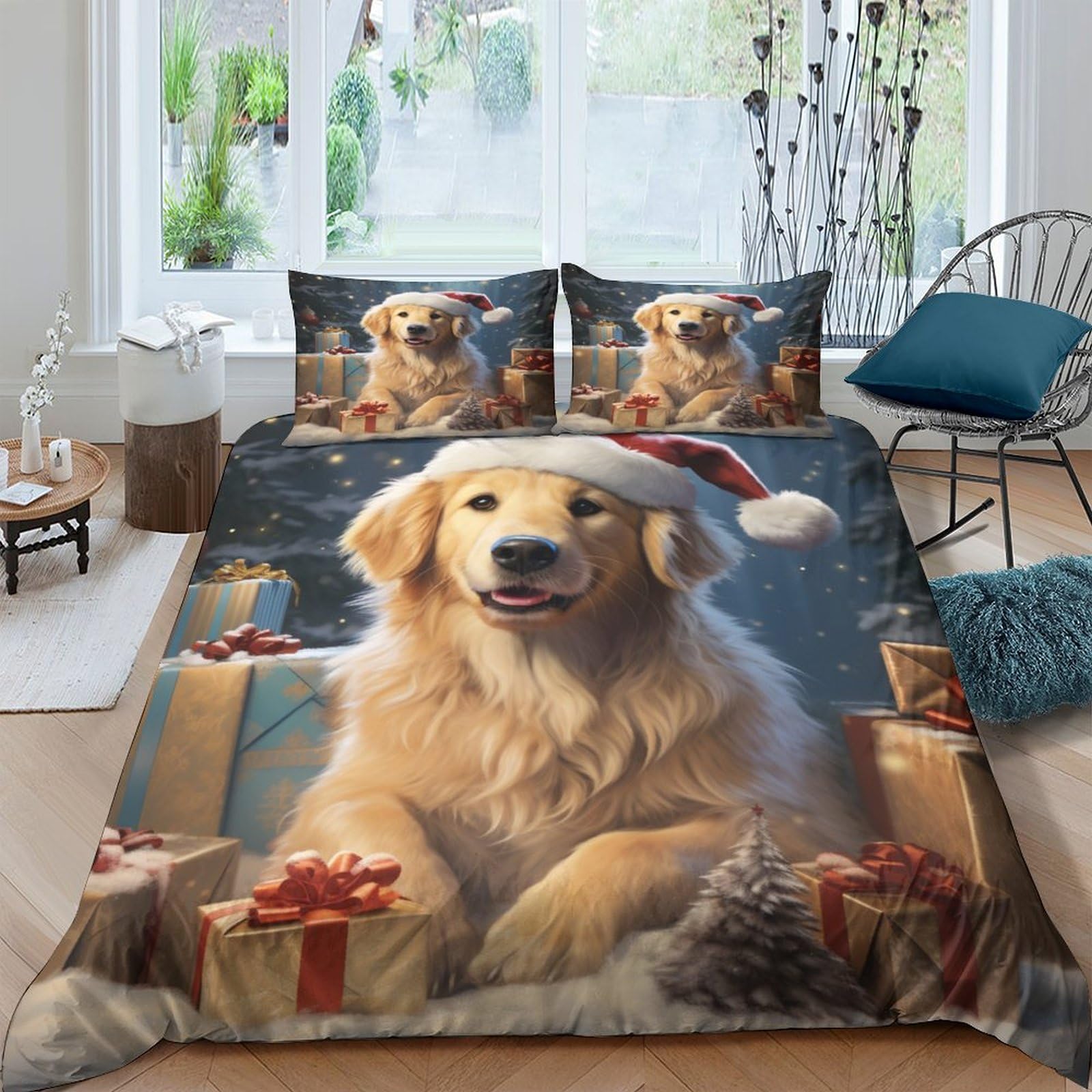 Housse de couette Noël grand chien 3D pour réchauffer les nuits d'hiver en famille