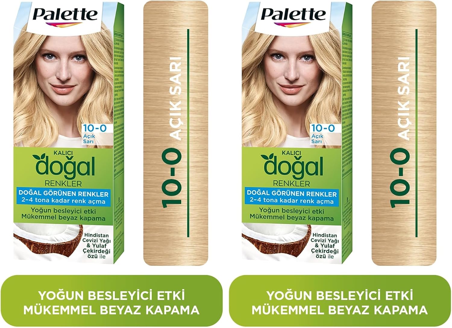 Palette Kalıcı Doğal Renkler 10-0 Açık Sarı Saç Boyası 2li paket
