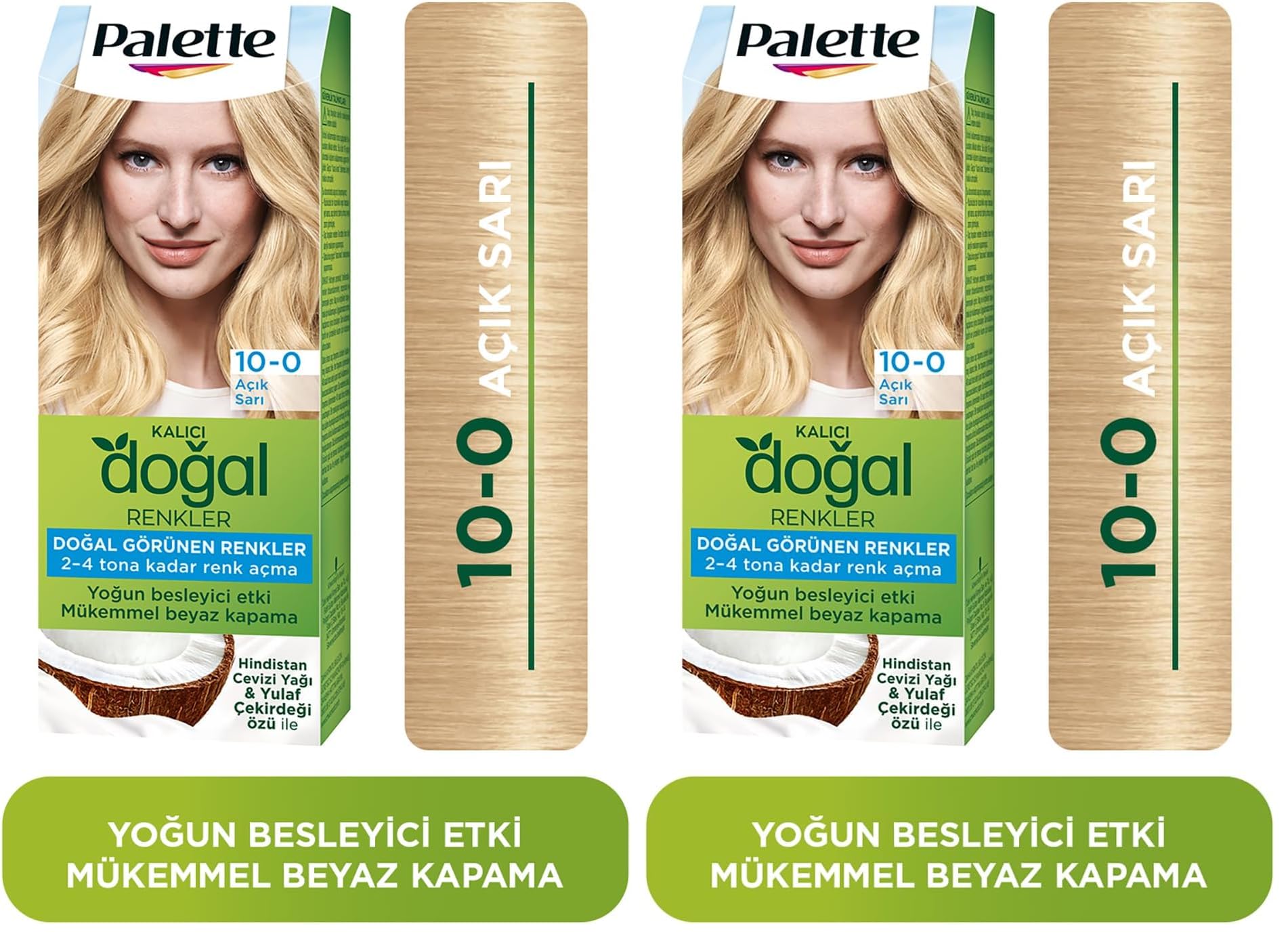 Palette Kalıcı Doğal Renkler 10-0 Açık Sarı Saç Boyası 2li paket