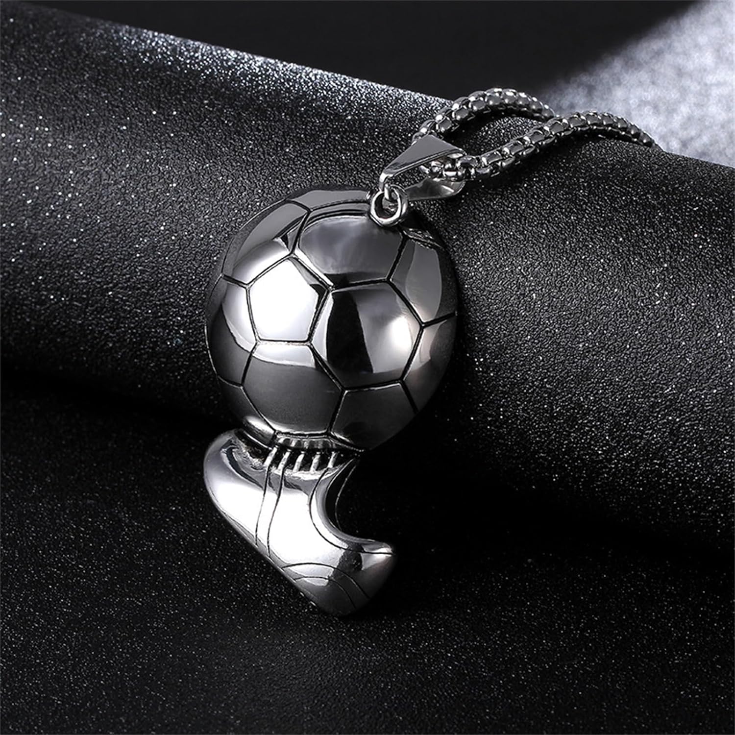 Spiritrain Soccer Ball Football Pendant Necklace for Men Women Stainless Steel Dainty Charm 3D Soccer Sneaker Sport Shoe Polished Chain Necklace for Sports Lover Hip Hop Fashion Jewelry Gifts - Image 4