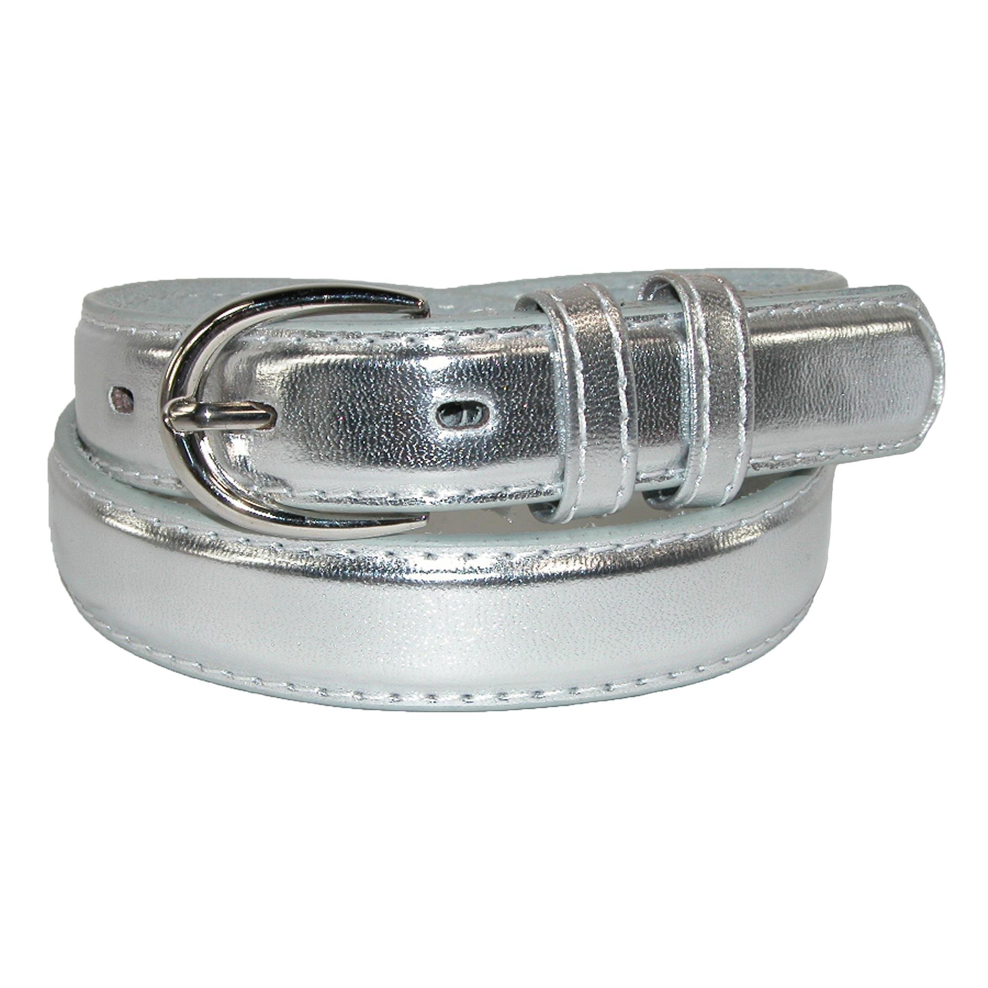 CTM Kid's Leather 25 mm Basic Dress Belt (Pack of 2), Xlarge, Silver