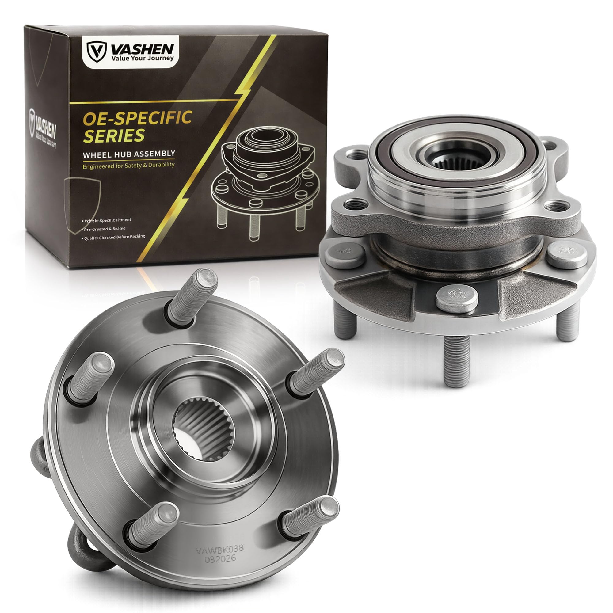 View 1 of ***only 1*VASHEN Pair 513257 Front Wheel Bearing Wheel Hub, Fit for Toyota RAV4 2006 2007 2008 2009 2010 2011 2012, Corolla iM 17-18, Prius V 12-18, Scion tC 11-16, xB 08-15, iM 16, Lexus HS250h 10-12, 5-Lugs