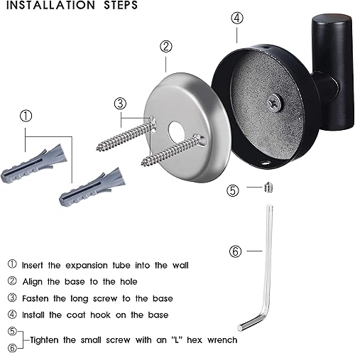 Miniatura 3 de Ganchos para toallas de baño, gancho de pared negro mate, gancho de pared de acero inoxidable resistente para colgar la puerta, toalla, ropa,