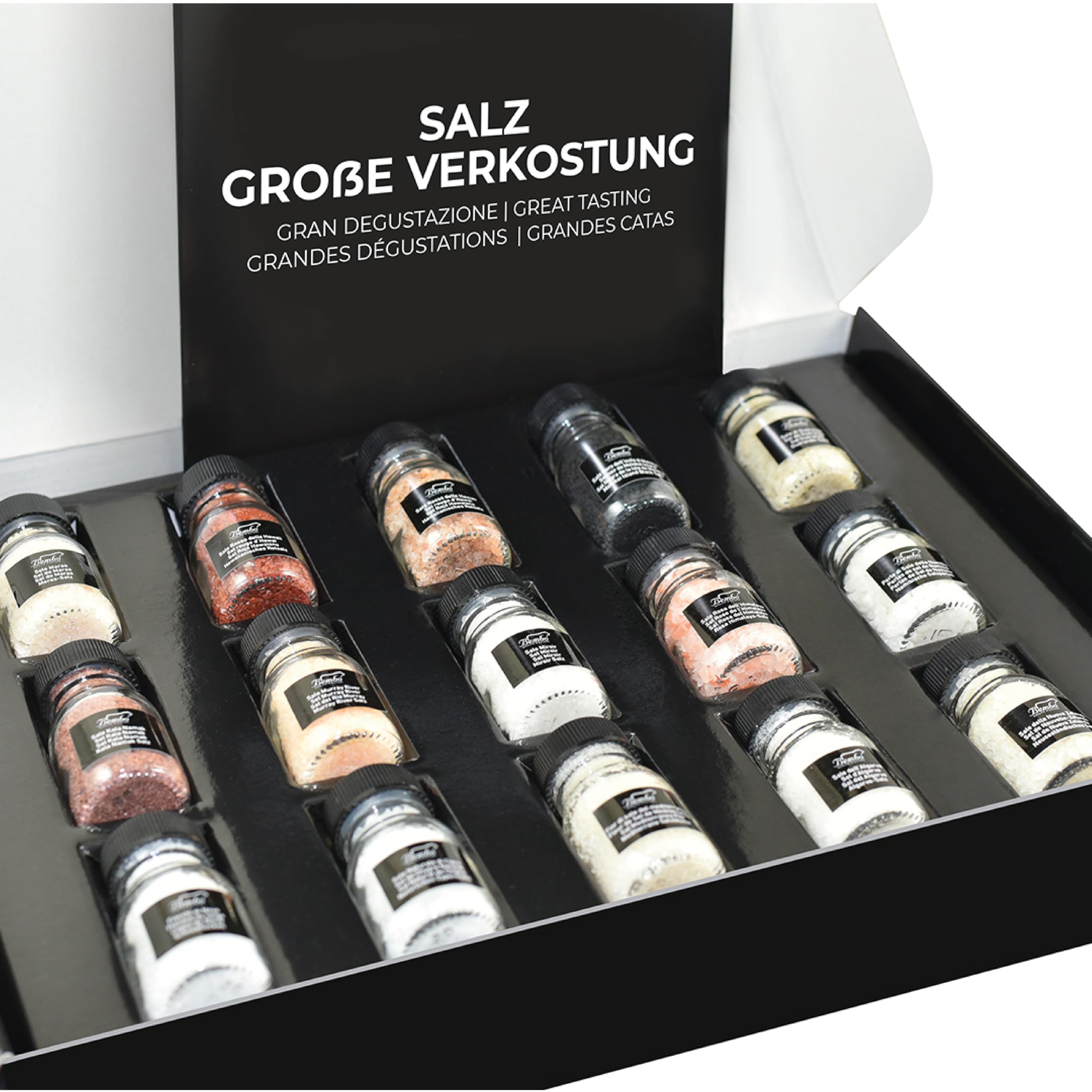 Gourmet Salz Set 15er Bembo – Premium Salz Geschenkset – Seltene Salze aus aller Welt – Gewürz Set Küche