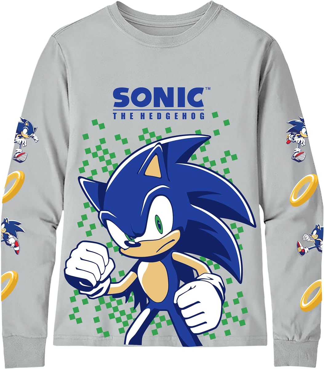 SEGA Sonic The Hedgehog Little & Big Boys Long Sleeve Shirt