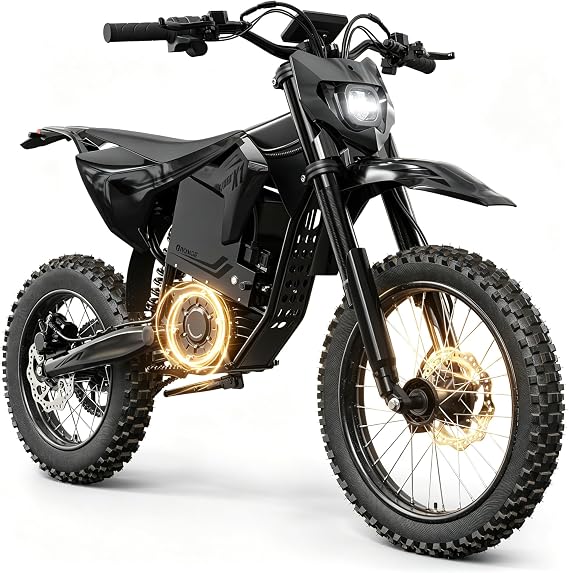 QRONGE X1 Spark Dirt Bike Large 17/14, 4500W Mid-Drive Motor 60V 28.8Ah, 50MPH & 60 Miles Range Full Suspension Off Road Motorcycle for Teens & Adults