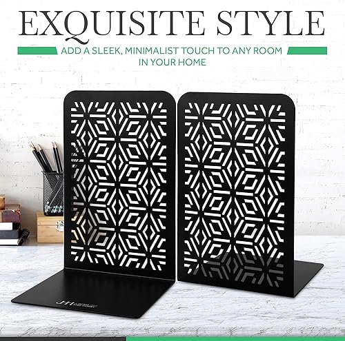 Miniatura 4 de Sujetalibros para libros pesados, sujetalibros para estantes, sujetalibros resistentes, bonitos sujetalibros decorativos de metal para uso doméstico