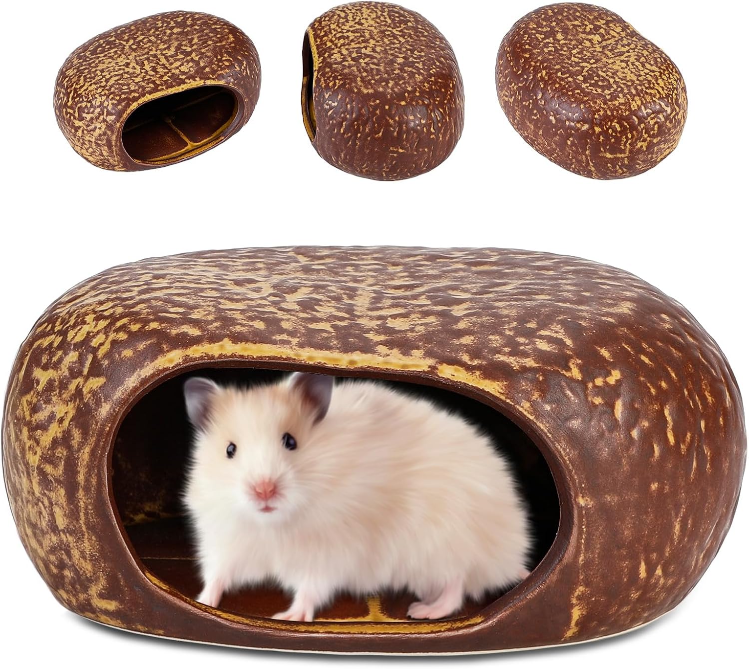 Hamster Hideout, Ceramics Hamster CageHabitat,Hamsters Houses and Hideouts for Syrian Dwarf Hamsters Guinea Gerbils Lemmings or Other Similar-Sized Small Pet Small Animal Bed (Cake Type)