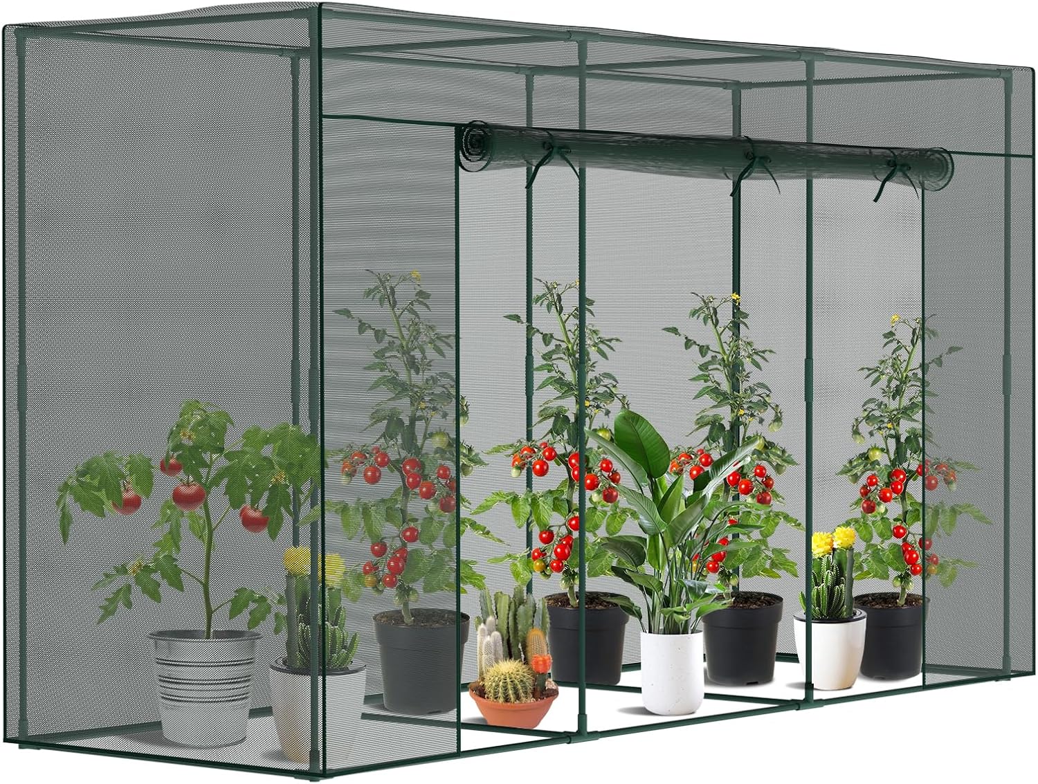 SUNYRISY Garden Plant Netting Crop Cage for Garden Raised Bed, 6.5 x 3.3 x 6 Ft Plant Cover Cage Protectors from Animal for Outdoor Plants with Frame and Zippered Door