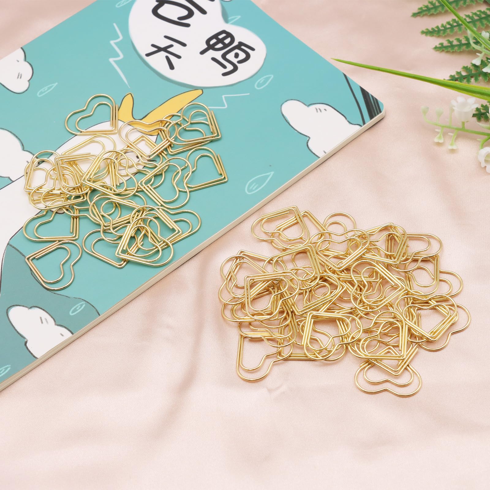 Gjinxi 50 stuks gouden hart paperclips, metalen journaling