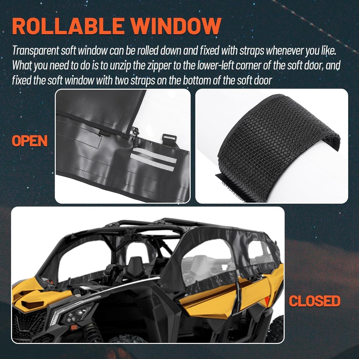 Soft Upper Doors Window Side Windows w/Zipper Cab Enclosure Compatible with Can Am Maverick X3 Max X ds rs mr DS RS Turbo R RR 2017-2025 Door Panels UTV Accessories