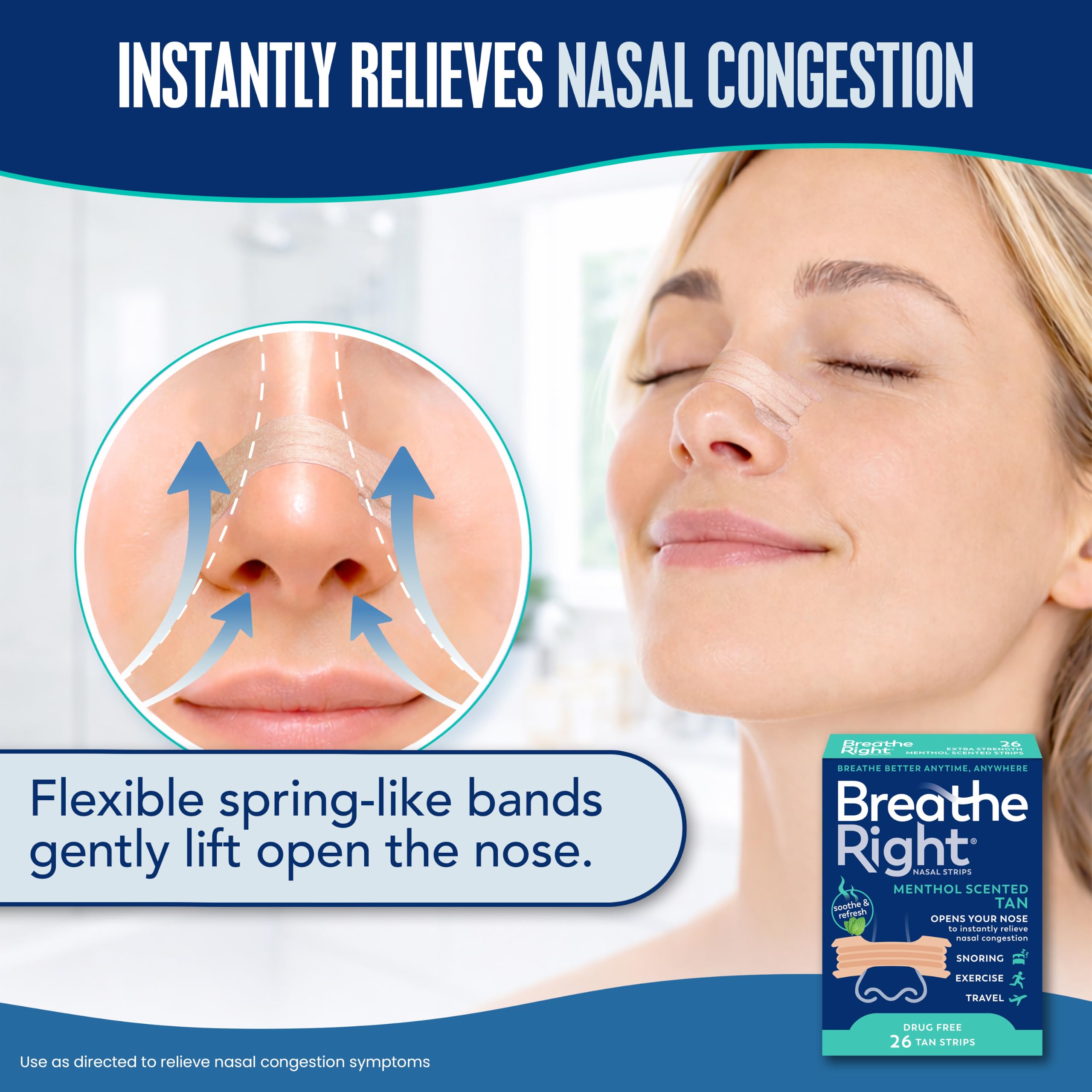 Breathe Right Nasal Strips, Extra Strength, Menthol Scent, Tan, 26ct — Amazon image 2