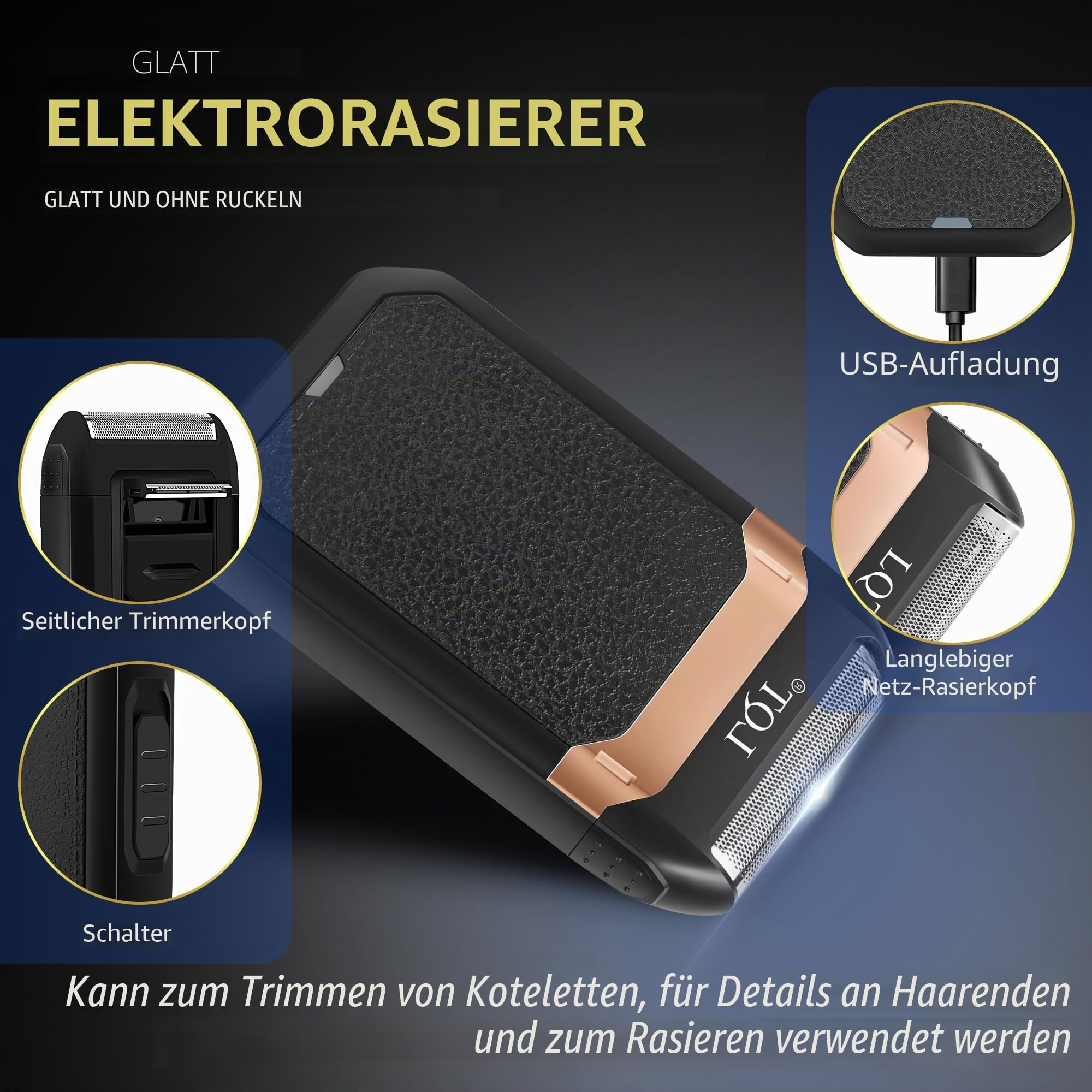 Haarschneidemaschine für Männer mit LED-Display, 4-teiliges schnurloses Pflegeset mit Haarschneidemaschine, Bartschneider, Folienrasierer & Nasentrimmer, Komplettset für den Heimbarber