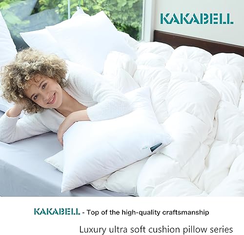 Miniatura 6 de KAKABELL Almohadas de 16 x 16 pulgadas (paquete de 2, blanco), funda 100% algodón, alternativa al plumón para cama y sofá, almohadas decorativas