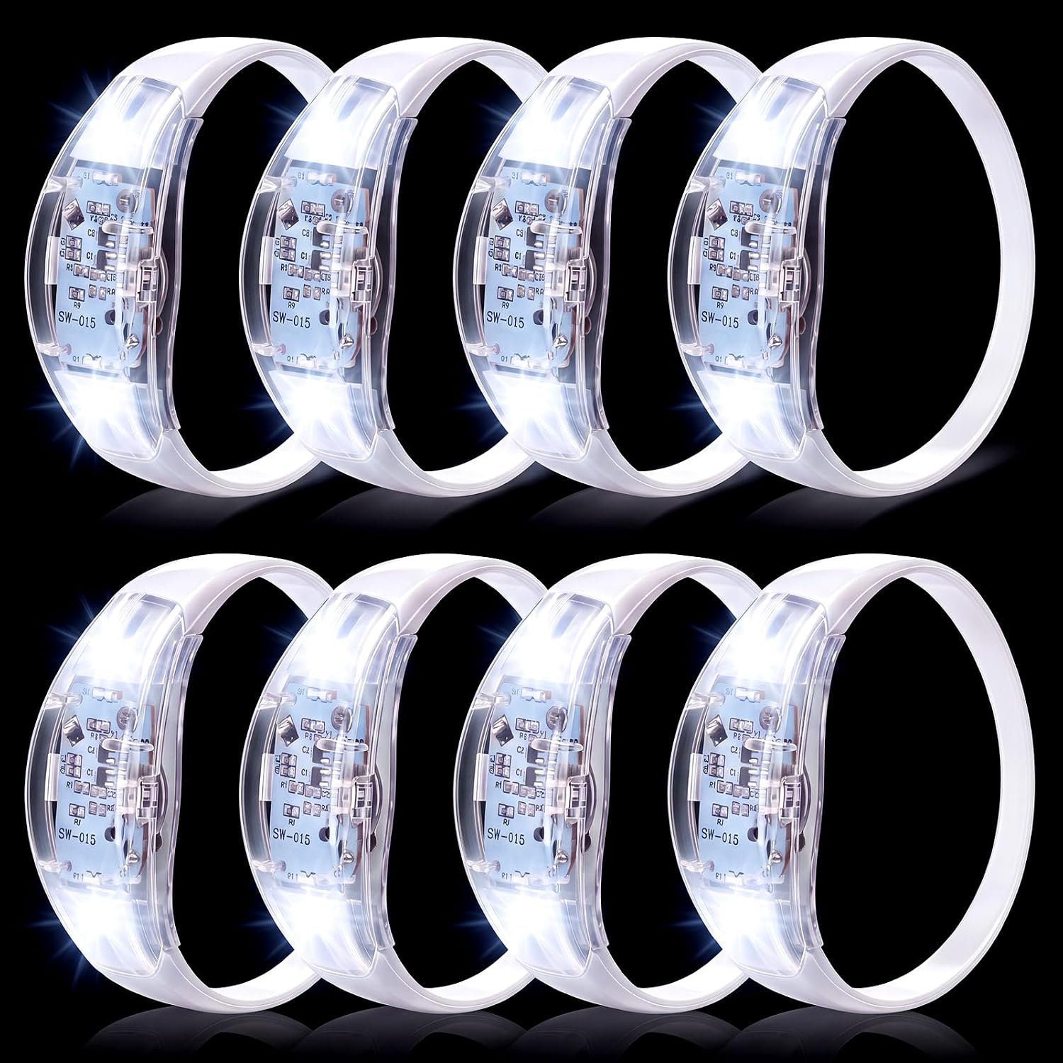 Thenshop 8 Pcs LED Glow Bracelets Sound Activated Bracelets