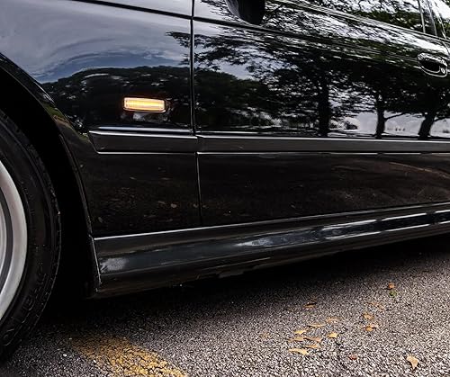 Miniatura 8 de iJDMTOY Lentes semisclaras ámbar Full LED Fender Blink Side Marker Luces indicadoras de señal de giro compatibles con BMW 1996-2003 E39 525i 528i