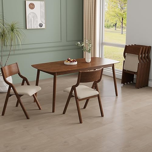 Miniatura 7 de Ball & Cast Juego de 2 sillas plegables tapizadas, sillas de comedor de cocina con marco de madera maciza, silla de actividades portátil, no