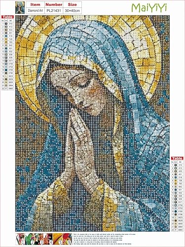 Miniatura 2 de MaiYiYi Kit de pintura de diamantes de oración de Virgen María, taladro redondo completo 5D, kit de punto de cruz, juego de pintura de diamante para