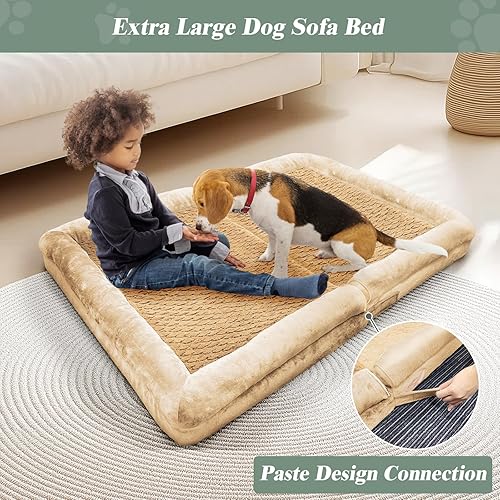 Miniatura 5 de Cama ortopédica para perros grandes, cama extragrande de espuma viscoelástica para gatos con diseño adhesivo, impermeable, con funda extraíble