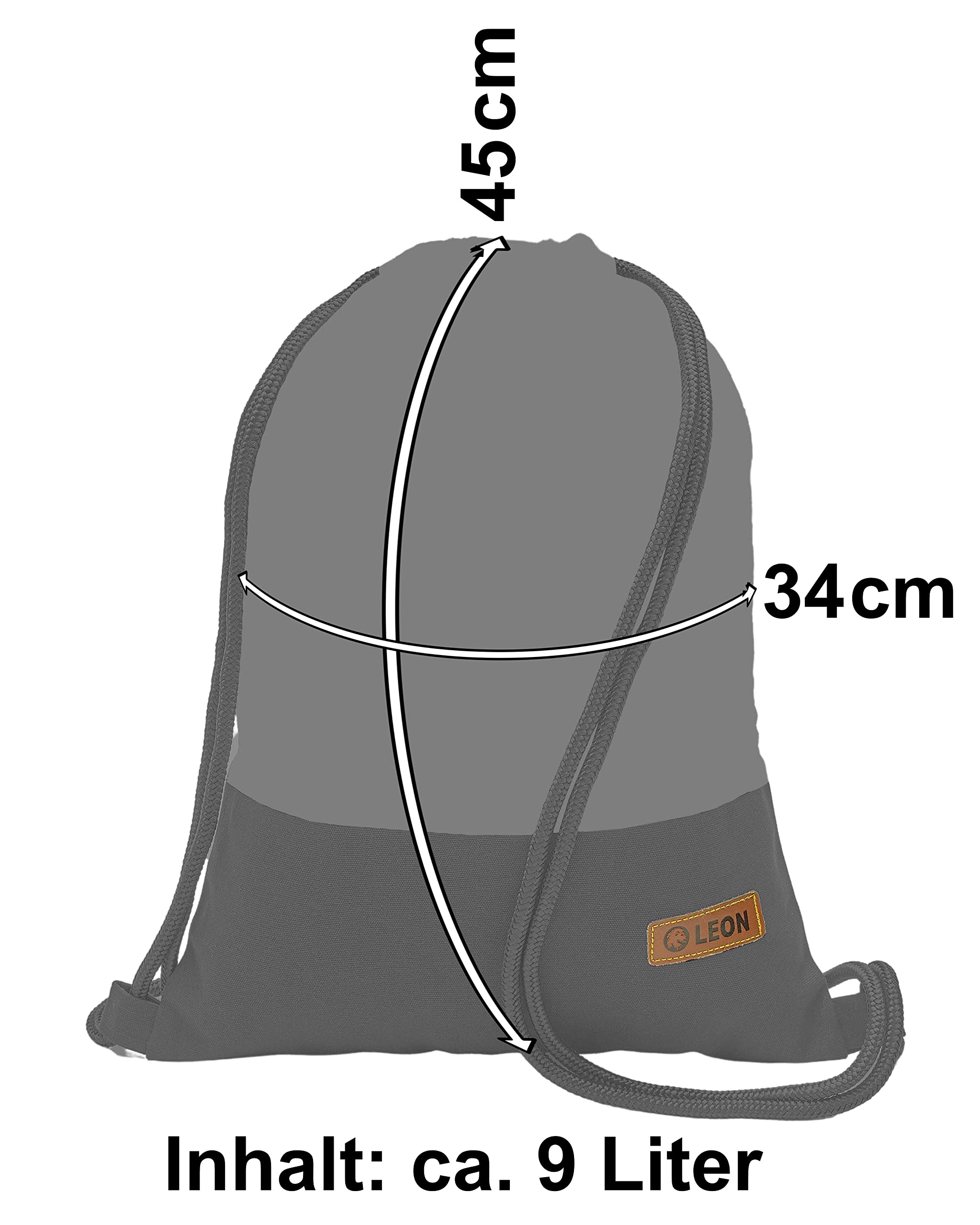LEON worek gimnastyczny z kieszeniami wewnętrznymi w kolorze czarno-białym, plecak dla kobiet, mężczyzn i nastolatków Gym Bag Draw String