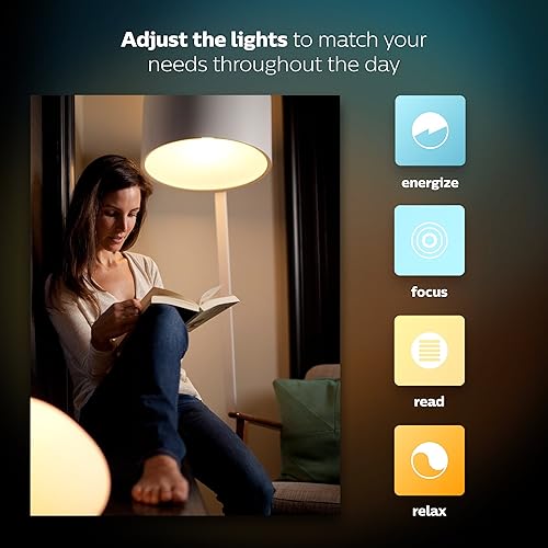Vista 14 de Philips Hue - Paquete de 2 luces LED inteligentes de ambiente blanco BR30 equivalente a 60 W (funciona con Alexa Apple y Google Assistant) (466508)