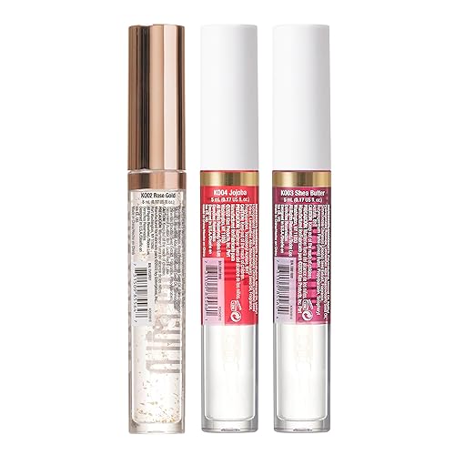 Miniatura 7 de Paquete de 3 aceites para labios, aceite hidratante no pegajoso, brillo labial transparente de aceite 100% natural, hidratante labial ligero (oro