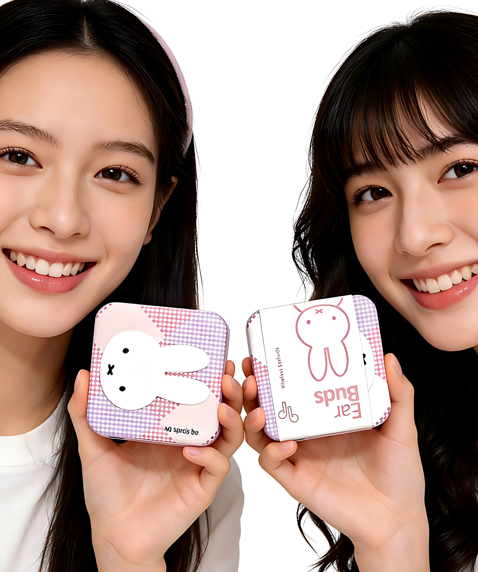 MiPow x Miffy Miffy Earbuds-Pro Bluetooth 5.3, IPX5 Waterproof Sweatproof for Sports, HD Stereo Heavy Bass, Fast Charging 30H Battery Life, Cute 3D Iron Box & Miffy Doll Design (Pink)