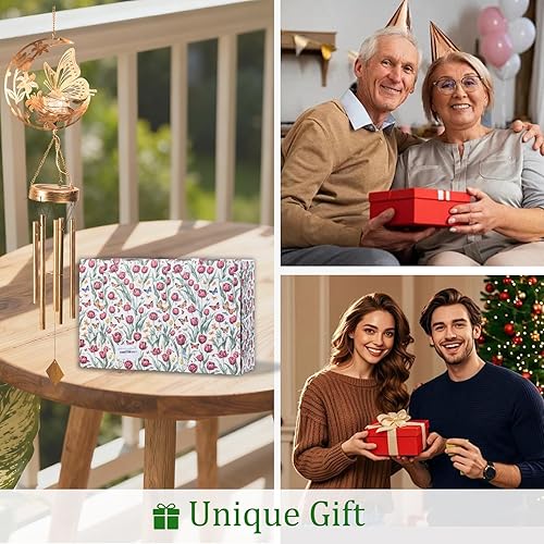 Vista 5 de Campana de viento de mariposa de luna para exteriores, campanillas de viento de metal hechas a mano con dijes de mariposa, campanas de viento