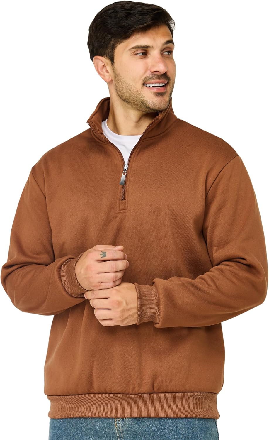 Mens Quarter Zip Pullover Lightweight Mock Neck Sweatshirt Casual Long Sleeve Sweaters - Image 3