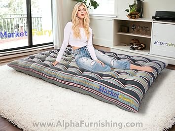 MarketFairy Double Bed Cotton Folding Mattress/Gadda for Students, PG, Hostel, Picnic - 4 x 6 feet, Multi Colour