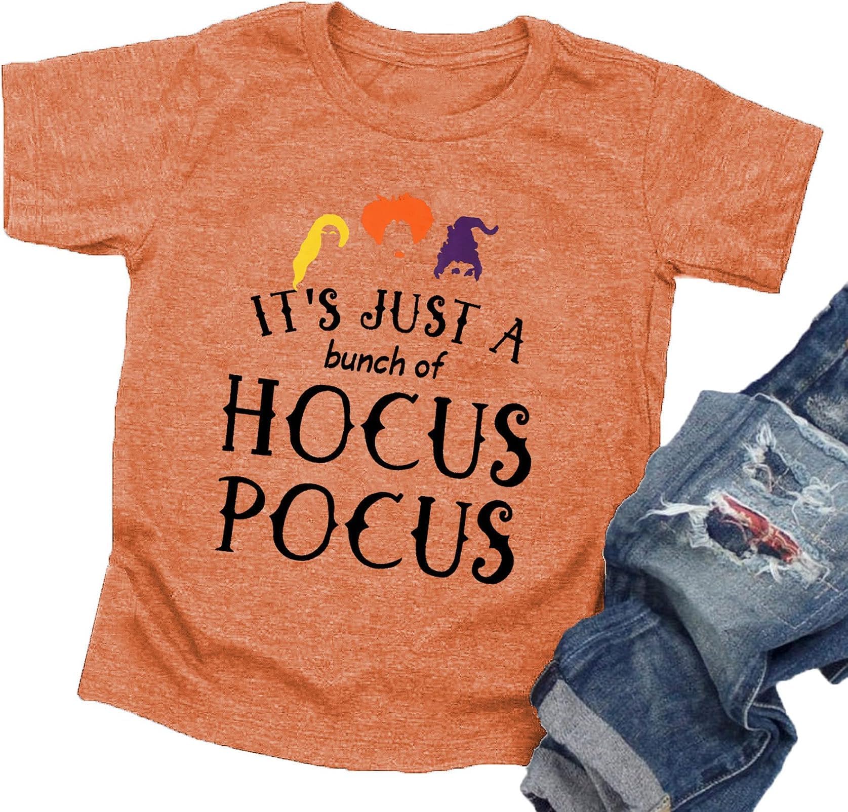 It's Just A Bunch of Hocus Pocus Halloween T Shirt Toddler Boys Girls Sanderson Sister Graphic Tee Shirts