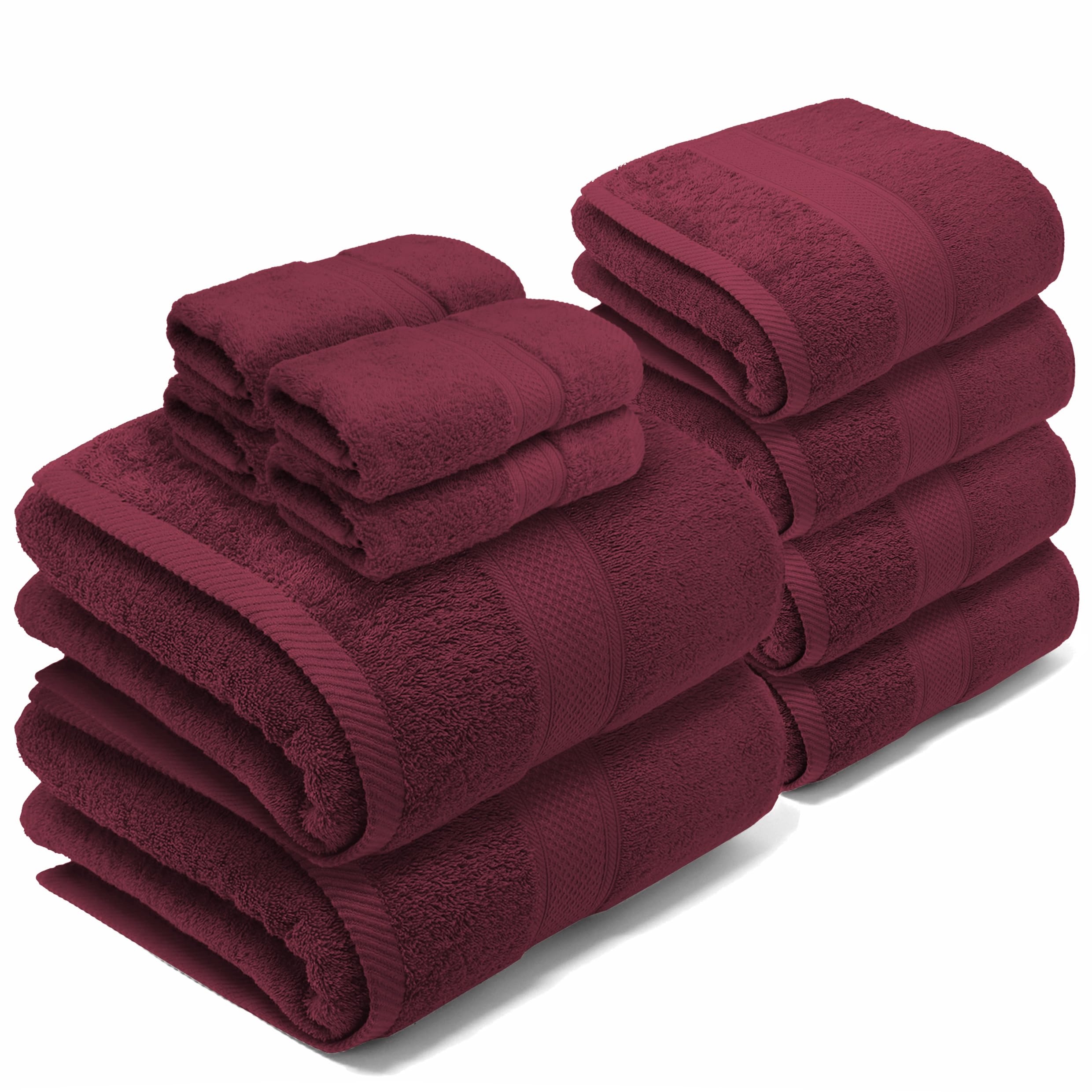 Hammetex Set van 2 extra grote badhanddoeken, 80 x 200 cm, 500 g/m², 100% katoen, zacht en absorberend, luxe grote spa-handdoeken, bordeauxrood